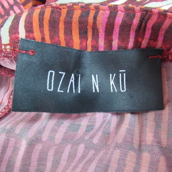 OZAI N KU Sunset Swing Maxi Dress Fuchsia Mix Alembika Womens S Lagenlook $298 - Picture 2 of 11